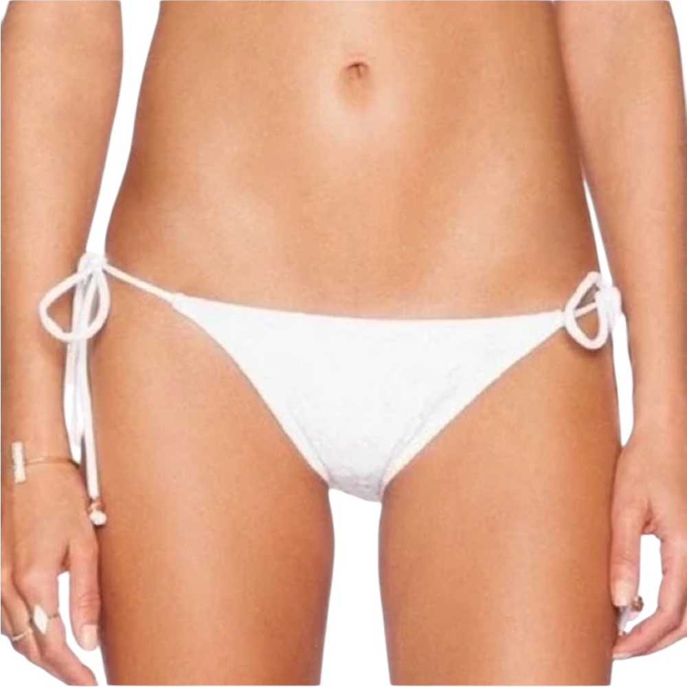 NWT Eberjey So Solid Sadie Ecru Side Tie String Bikini Bottom Size Medium